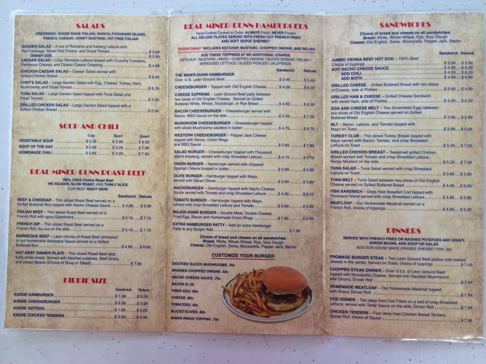 MinerDunn Restaurant Menu, Menu for MinerDunn Restaurant, Highland
