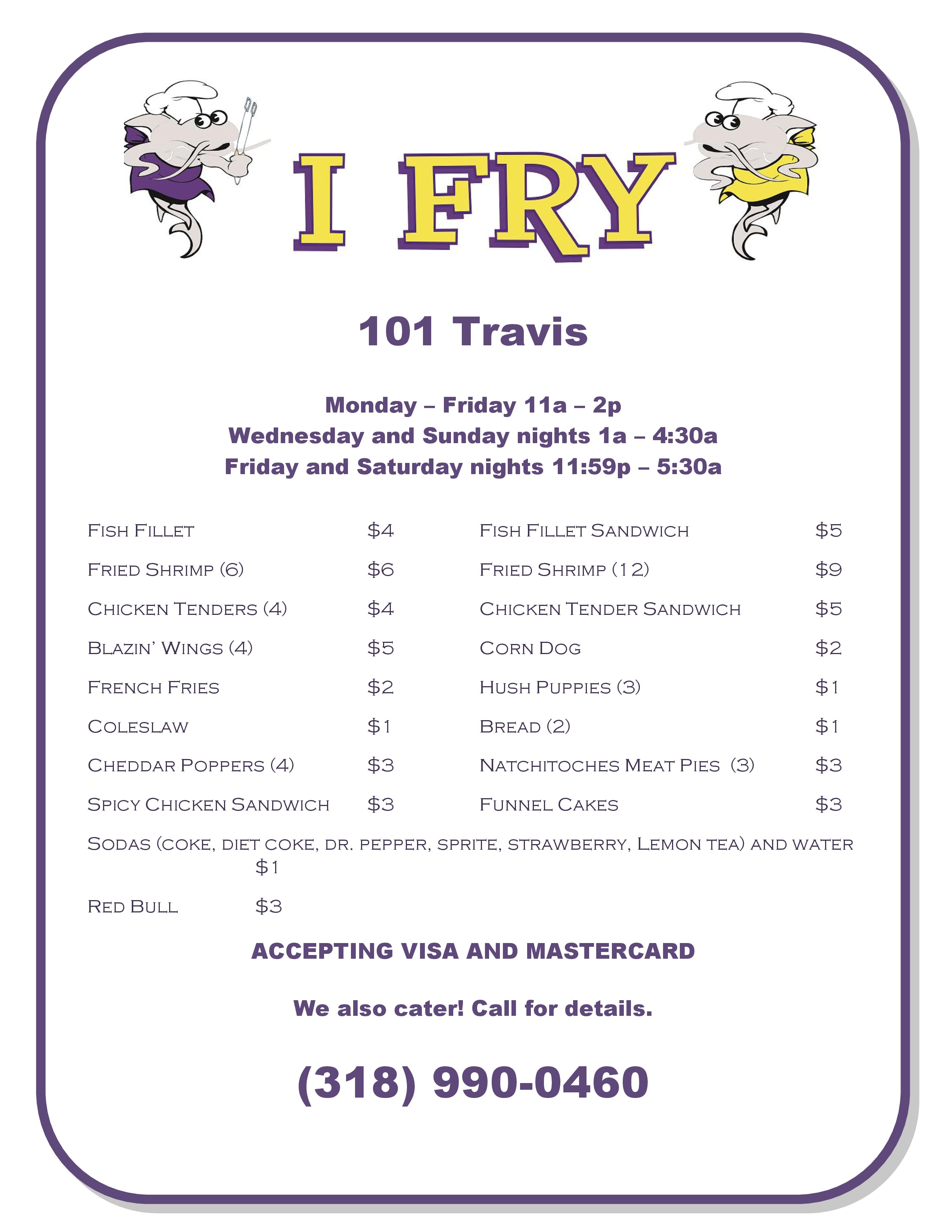 I Fry Menu, Menu for I Fry, Shreveport, Shreveport Urbanspoon/Zomato