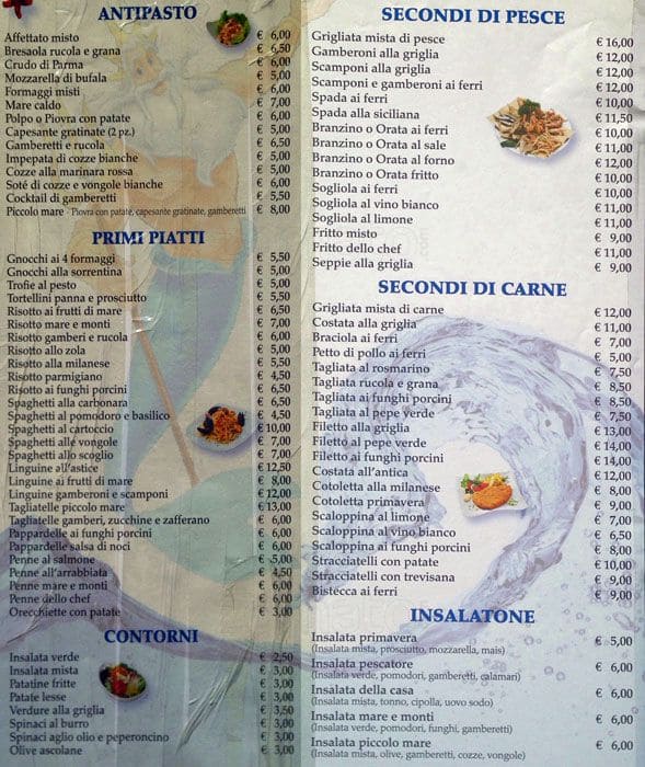 Piccolo Mare a Milano Foto del Menu con Prezzi Zomato Italia