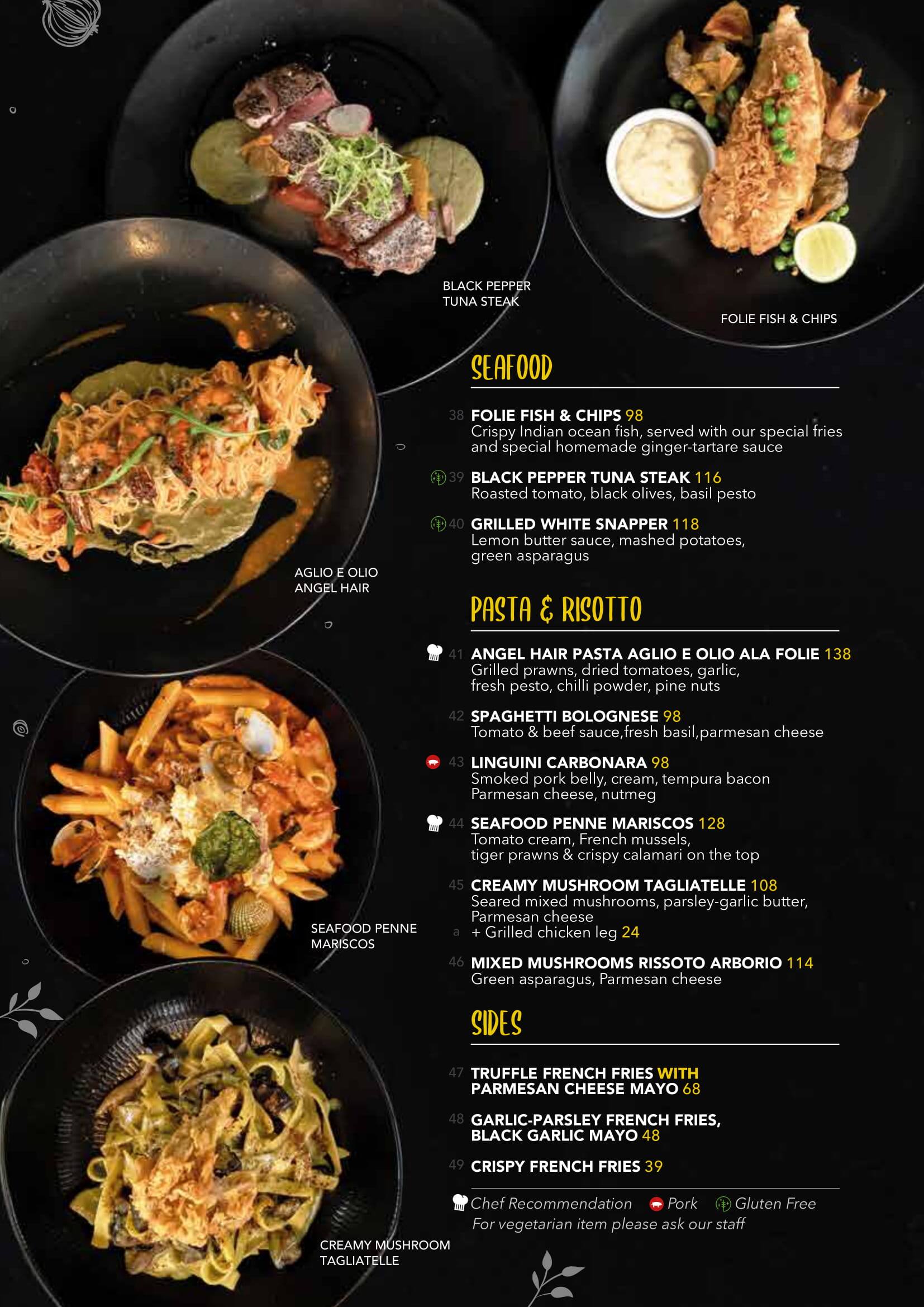 Folie Kitchen Patisserie Menu