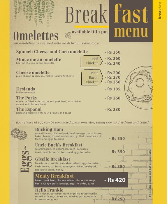 Menu of Giselle Resto Cafe, Kammanahalli, Bangalore