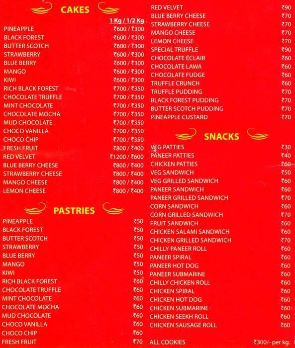 Cakes & Bakes Menu, Menu for Cakes & Bakes, Malviya Nagar, New Delhi