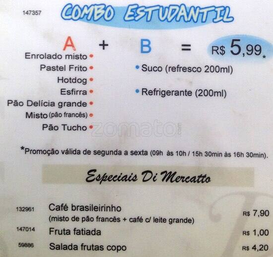 Di MERCATTO cardápio