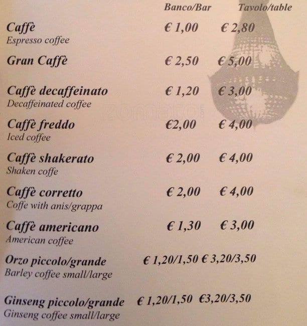 Menu de Caffetteria Piazza Di Sant'Eustachio