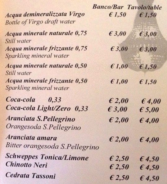 Menu de Caffetteria Piazza Di Sant'Eustachio