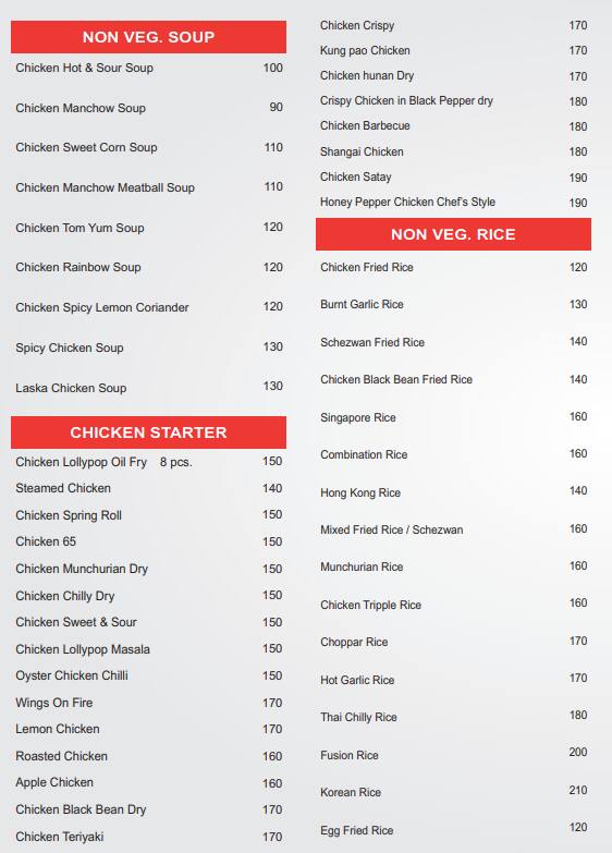 Menu at AJ Chinese Fast Food Hub, Mumbai