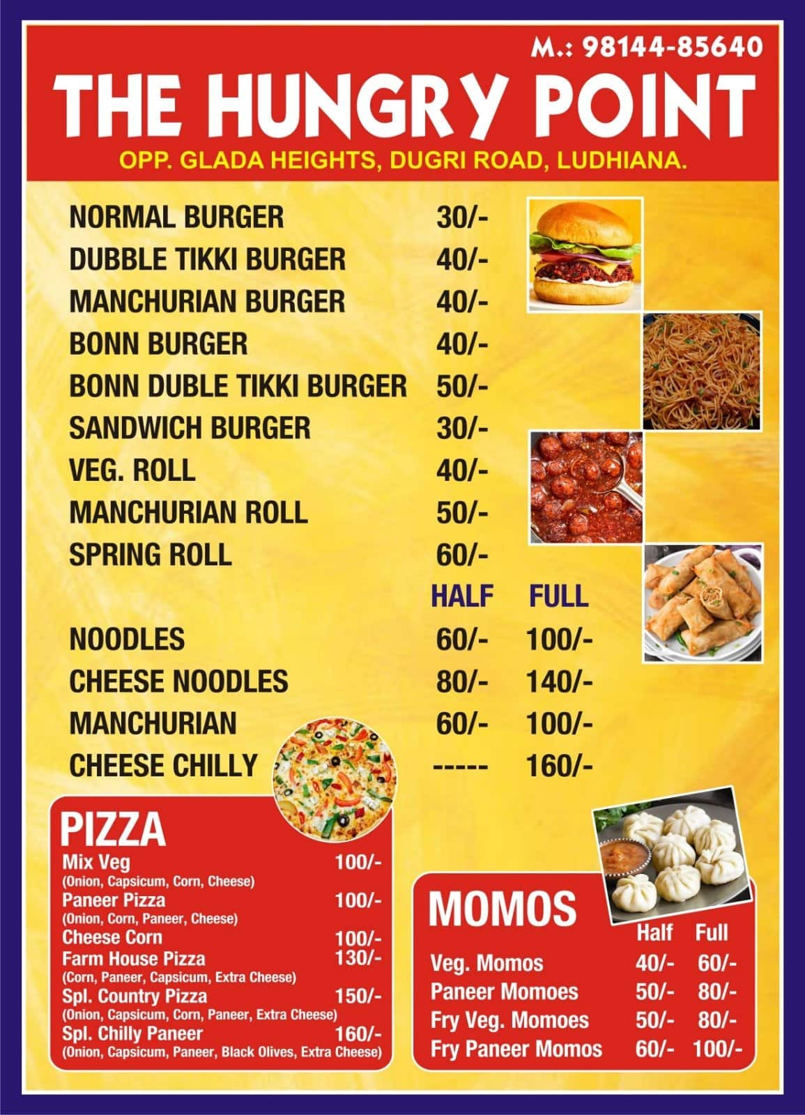 Menu of The Hungry Point, Dugri, Ludhiana