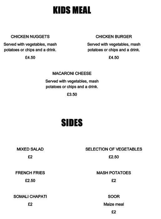 Menu at Savannah Restaurant, London, 105 Uxbridge Rd