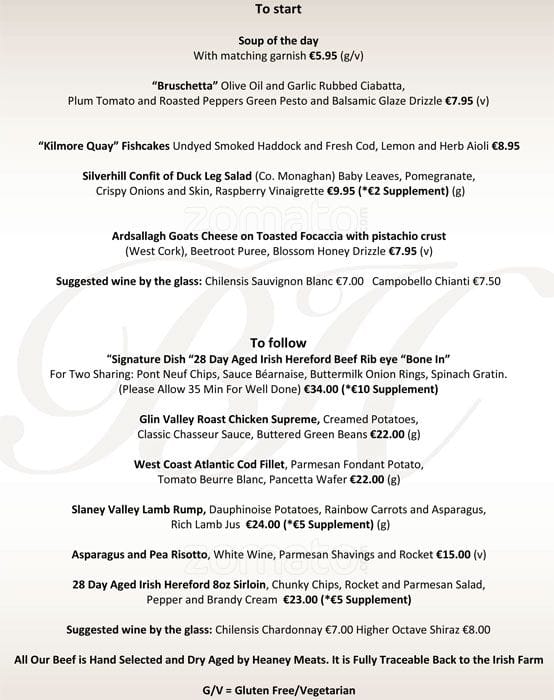 Raglans Restaurant Ballsbridge Hotel Menu Zomato Ireland