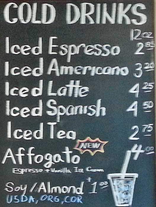 Menu de il caffe coffee roasters