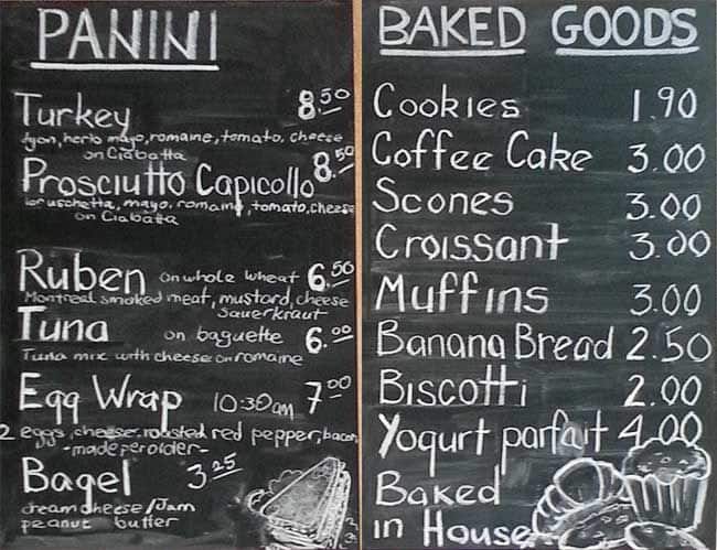 Menu de il caffe coffee roasters