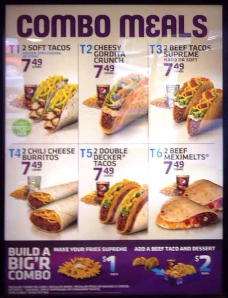 taco bell combo menu