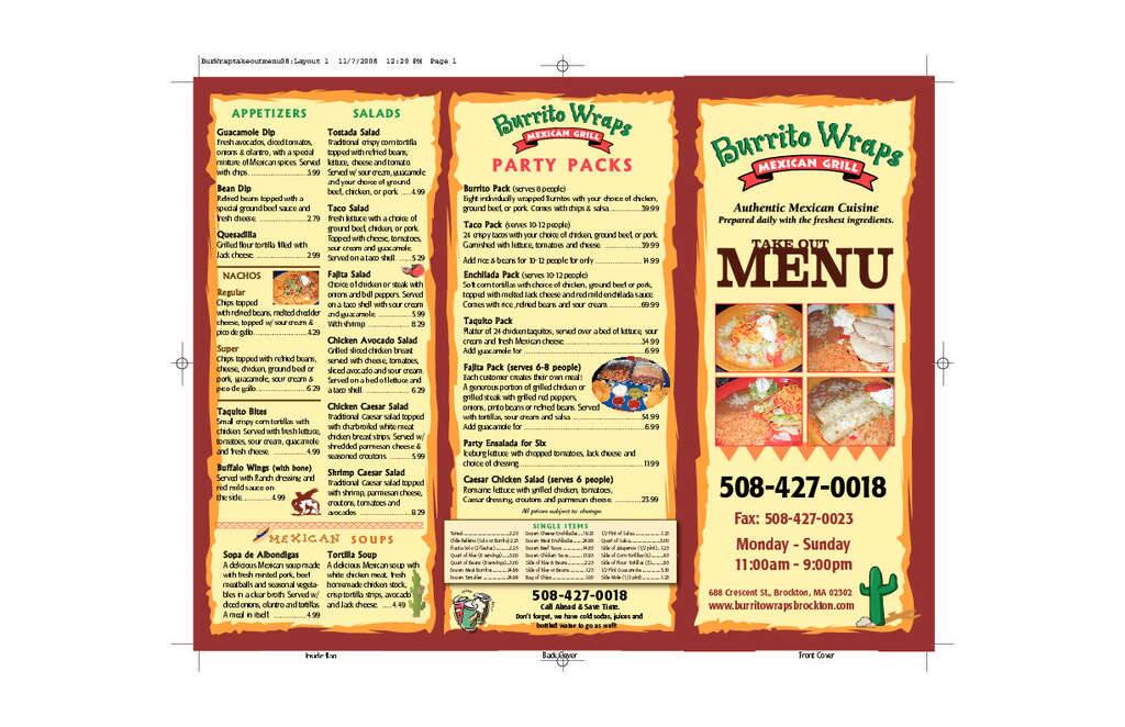 Burrito Wraps, Mexican Grill Menu Urbanspoon/Zomato