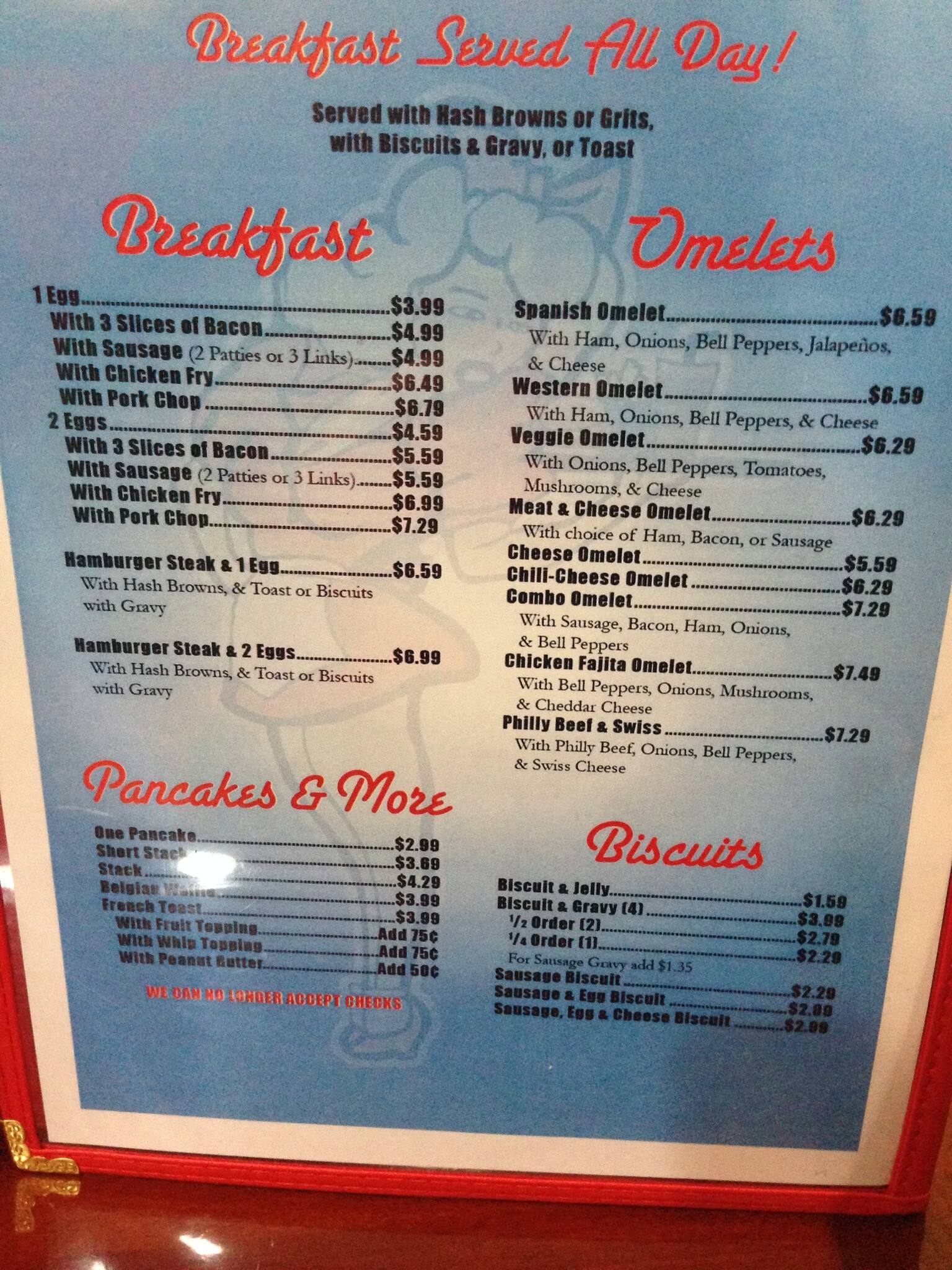 Menu at All American Diner restaurant, Midwest City, 212 S Air Depot Blvd