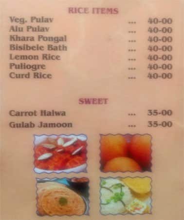Mayura Grand menu