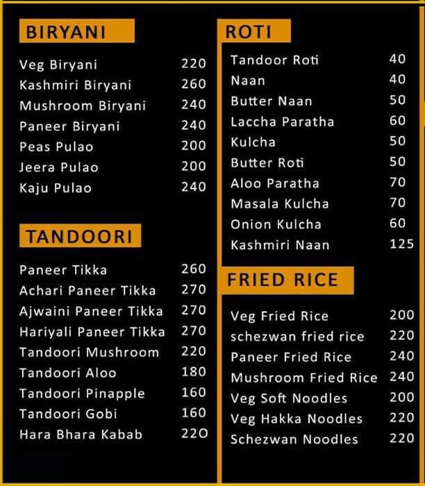 Menu at Brindavan Pure Veg Restaurant in Guntur, Guntur
