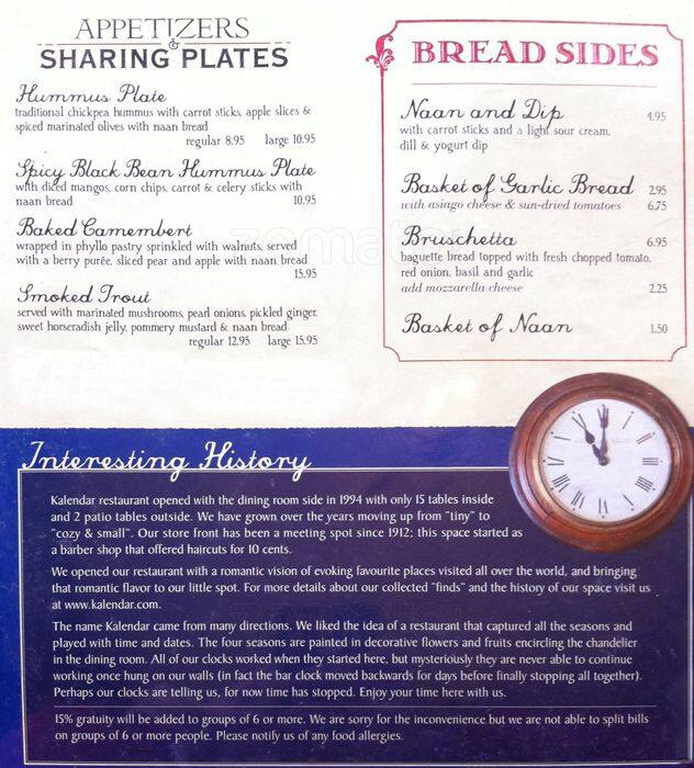 Kalendar menu