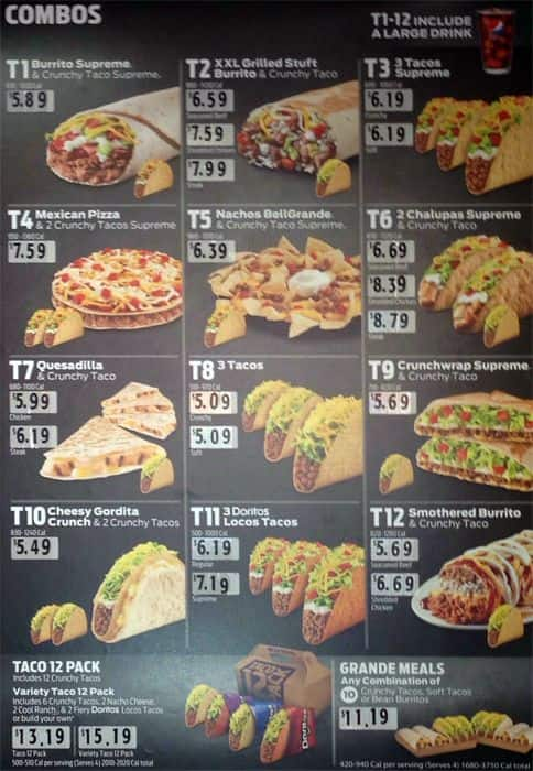 Taco Bell Menu With Pictures And Prices