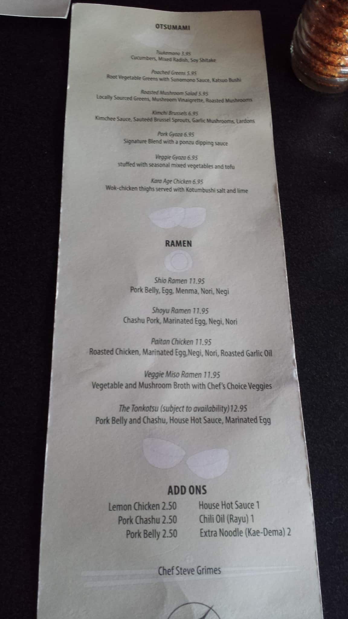 Crane Ramen Menu, Menu for Crane Ramen, Gainesville, Gainesville