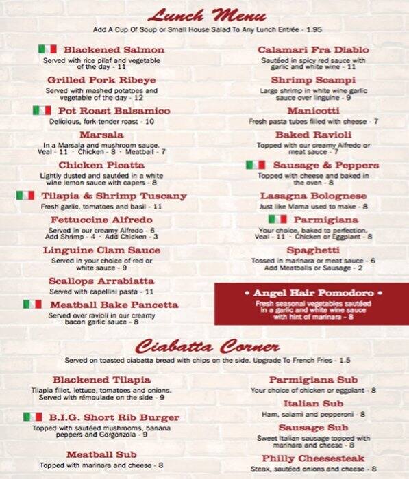 Menu at Branos Italian Grill pizzeria, Cocoa Beach