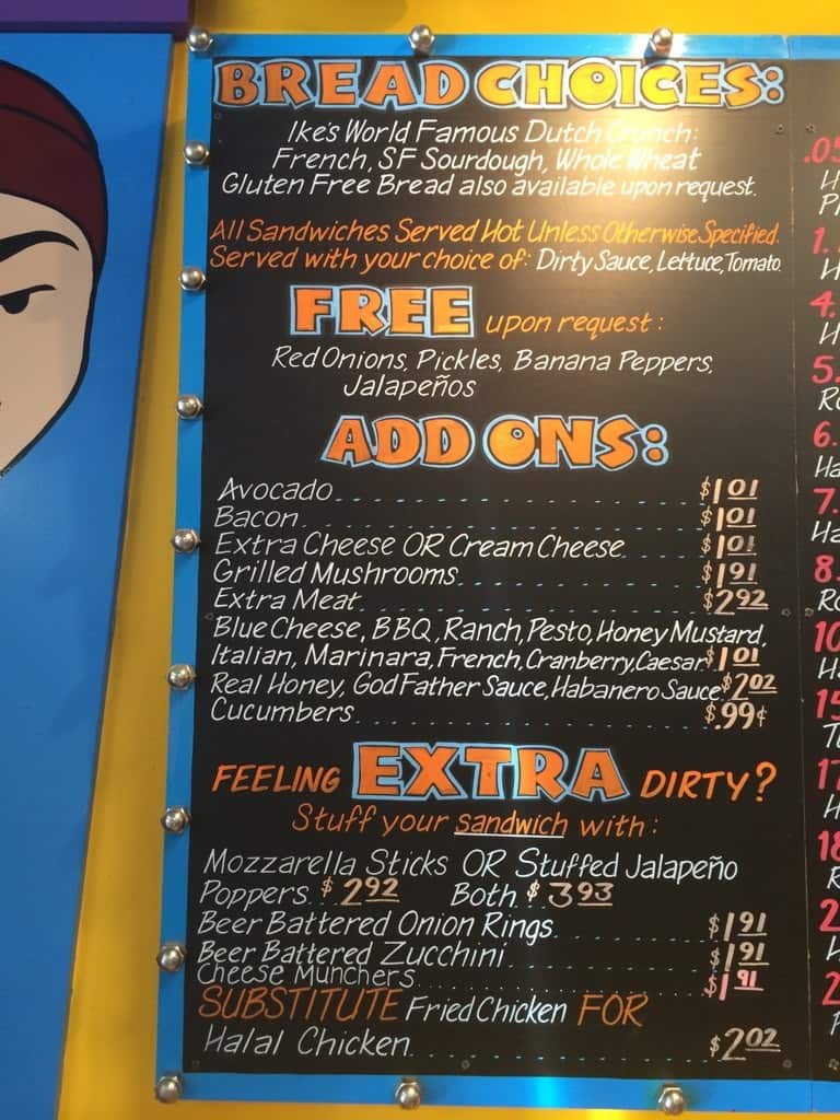 Ikes love and sandwiches menu asking list