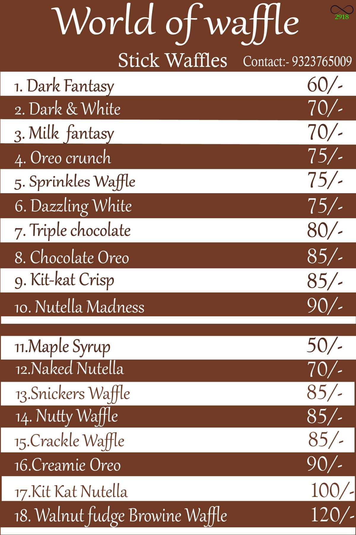 Menu of World Of Waffle, Gorai, Mumbai
