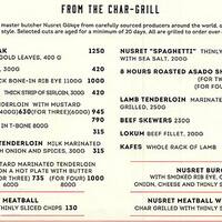 Nusr Et Steakhouse نصرت ستيك هاوس منتجع فور سيزونز دبي في جميرا بيتش Menu