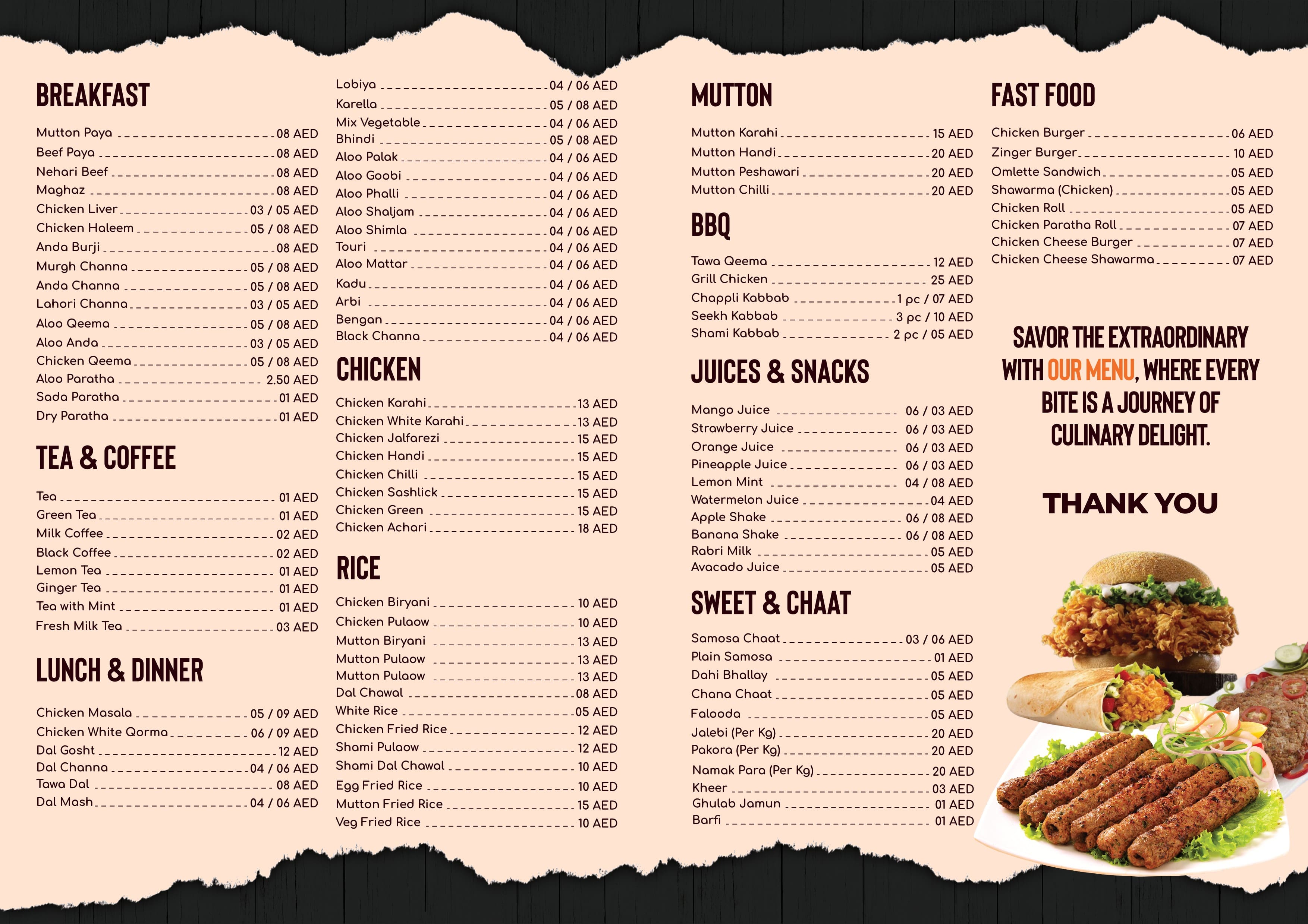 Menu of Haji Cafe, Jebel Ali Industrial Area, Dubai