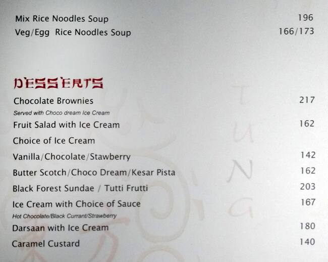 Tung Fong Restaurant menu