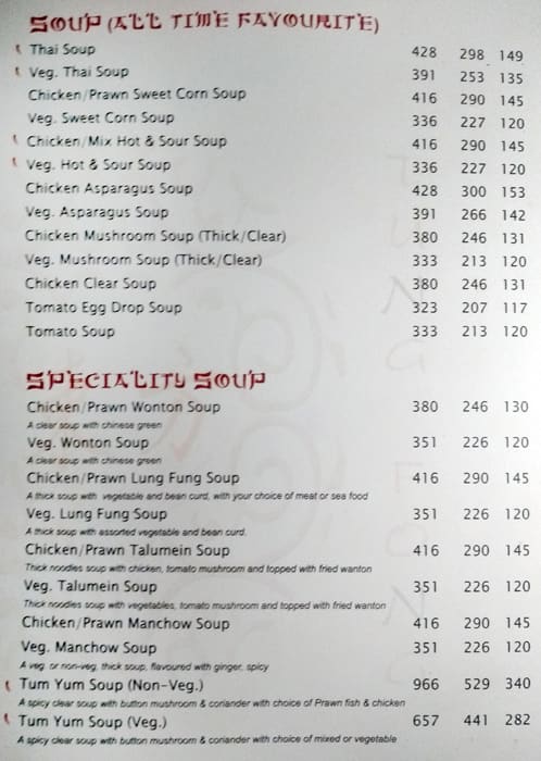 Tung Fong Restaurant menu