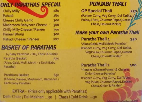 Only Paratha menu