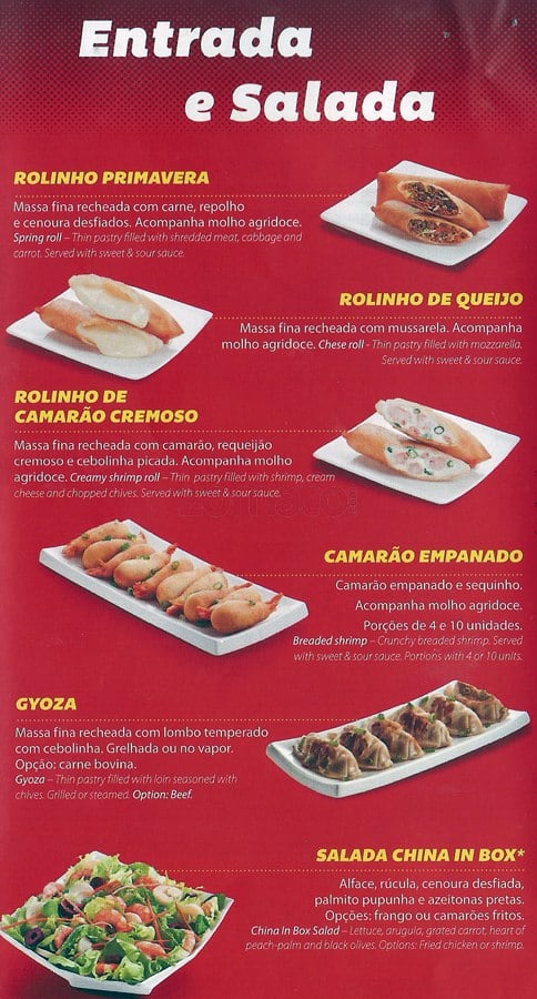 China In Box - Restaurante de Comida Chinesa cardápio