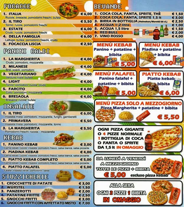 Menu di Pizzeria Kebab San Mina 