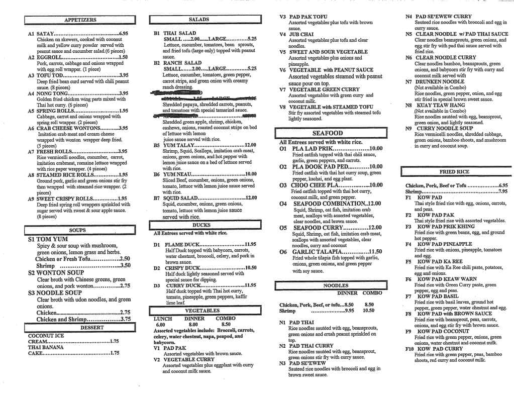 Thai Garden Menu Menu Para Thai Garden Ferndale Detroit