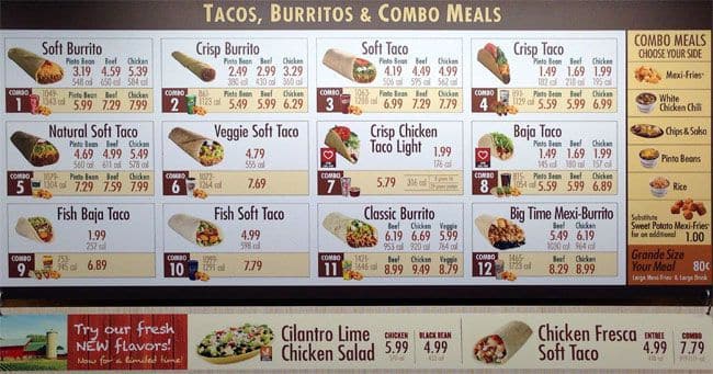 Taco Time Menu, Menu for Taco Time, Happy Valley, Happy Valley ...