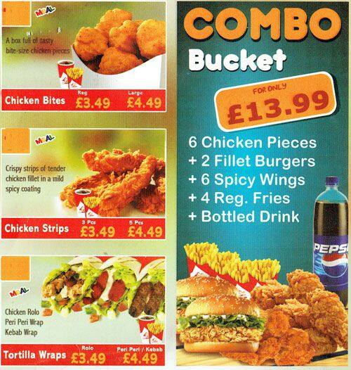 Menu at K2 Chicken restaurant, London