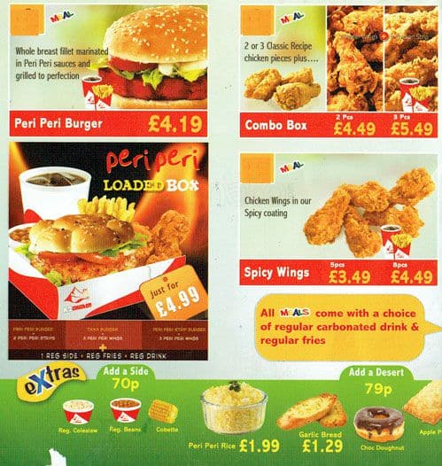 Menu at K2 Chicken restaurant, London