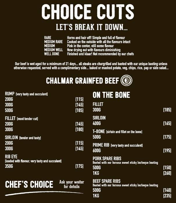 Menu at Butcher Block Grill - Rosebank pub & bar, Sandton, Crowne Plaza