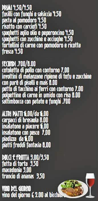 Menu di Bar XXI Secolo 