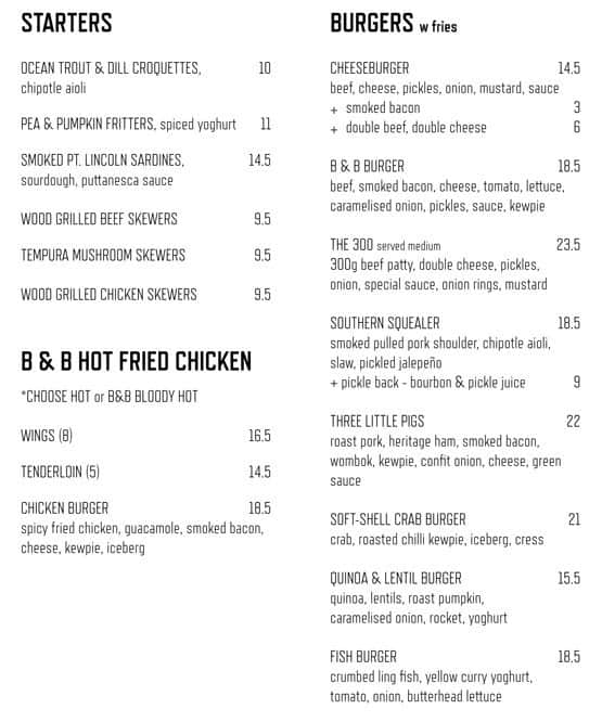 Bread & Bone Wood Grill Menu Urbanspoon/Zomato