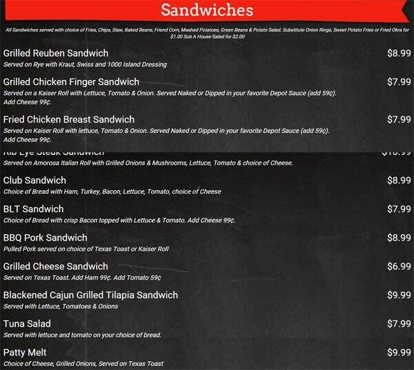 Menu at Wing Depot pub & bar, Jacksonville, University Blvd N