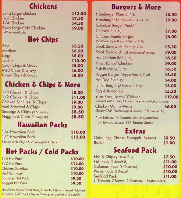 Chicken Mania Menu, Menu for Chicken Mania, Northgate, Adelaide ...