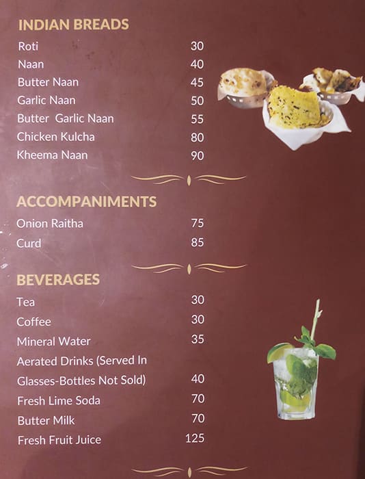 Menu at Hotel Shubham Palace - Karmanghat, Hyderabad