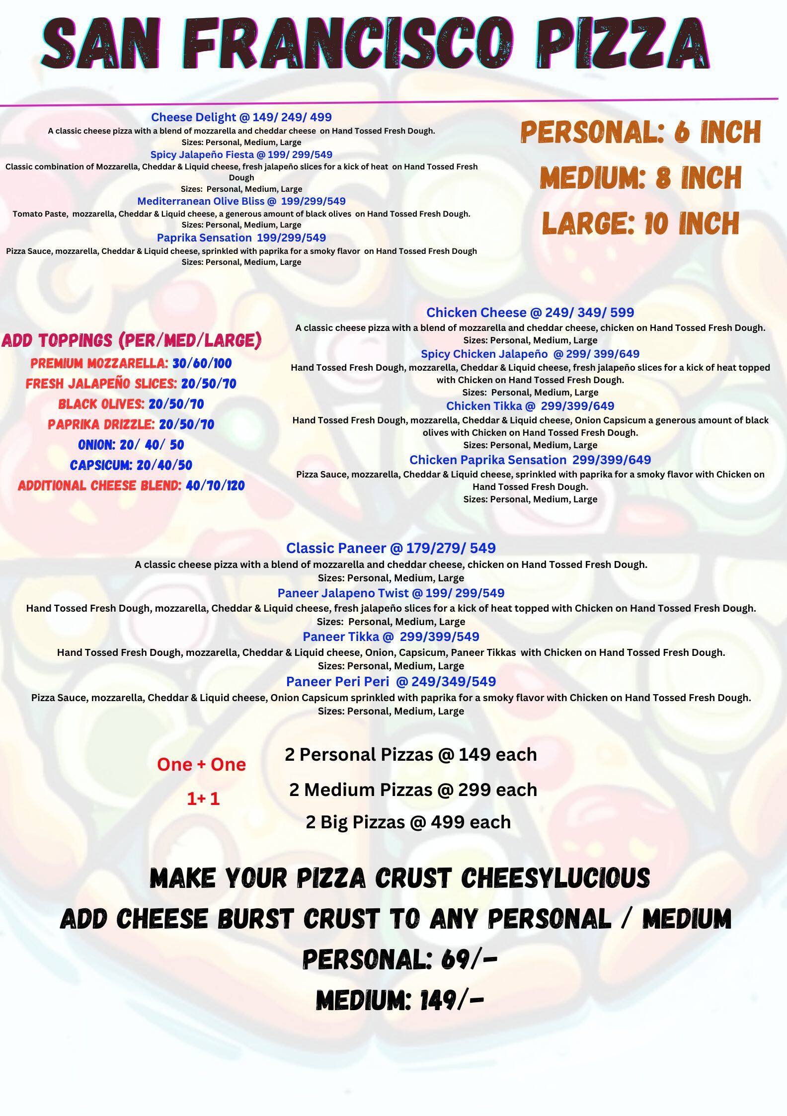 Menu of San Francisco Pizza, Badlapur, Thane