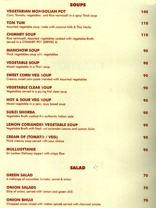 Hotel Millennium menu