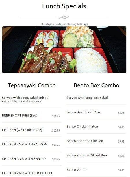 New Generation Sushi menu