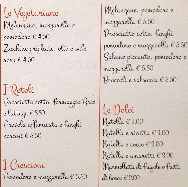 Menu di L'angolo Bar Caffeteria 