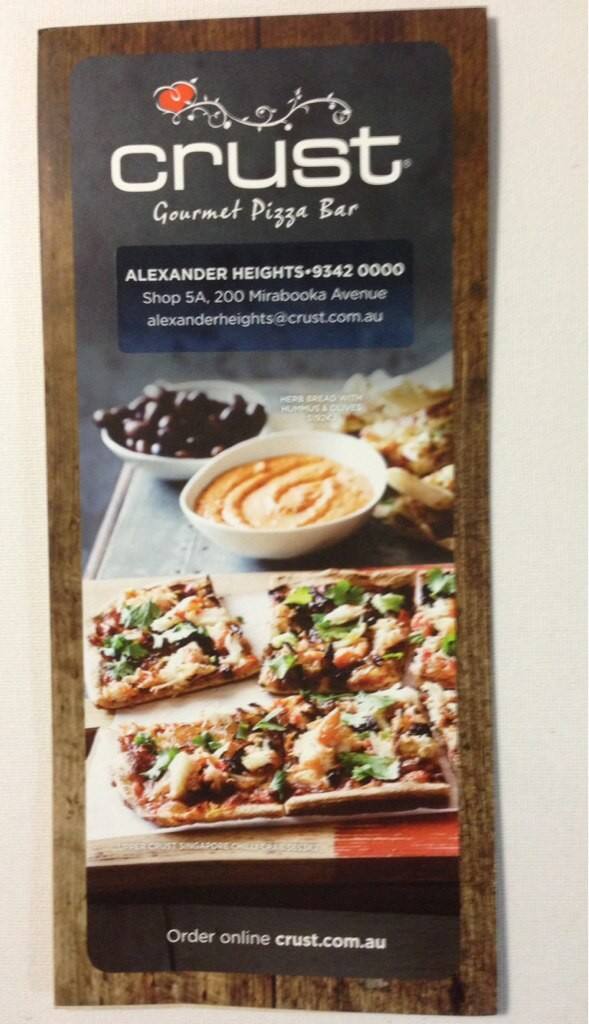 Crust Gourmet Pizza Bar Alexander Heights Menu Zomato Australia