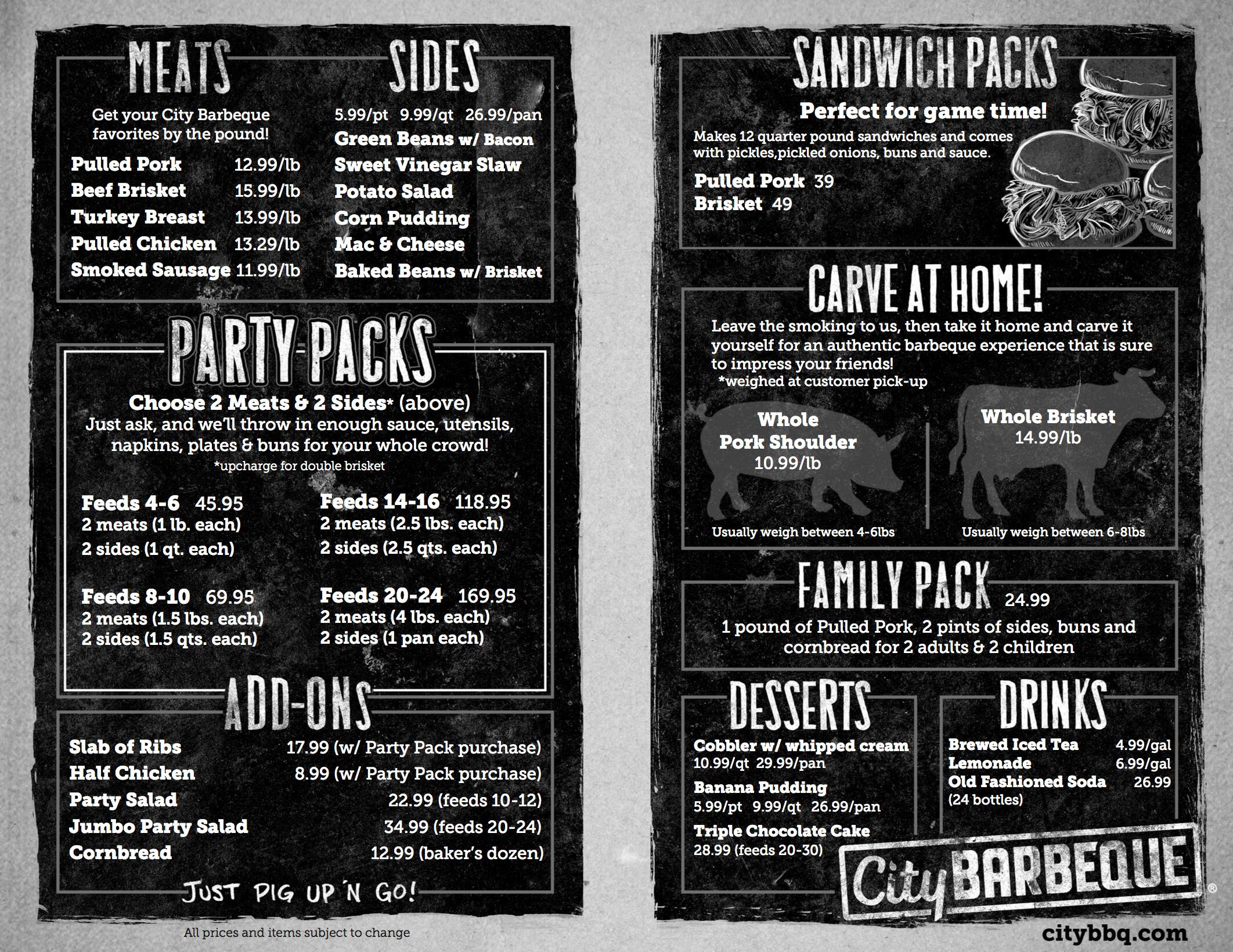 Menu At City Barbeque Lexington Richmond Rd