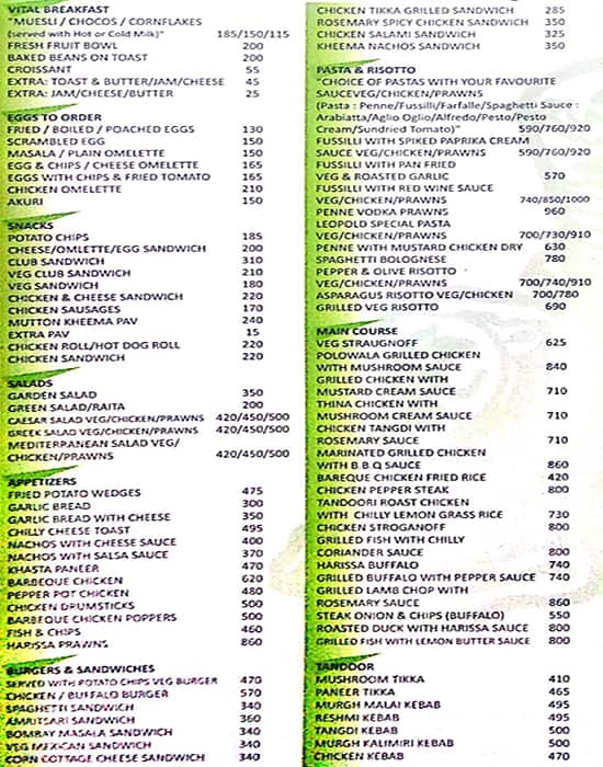 Leopold Cafe menu